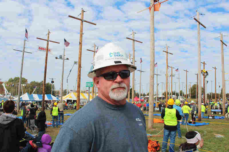 Danny Haithcock has been a lineman for 28 years. His great-grandfather, grandfather, younger brother and son have all worked, or currently do work, as linemen. He says 25 to 30 of his family members are in the business.